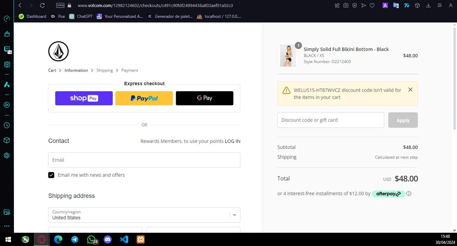 How to apply Volcom coupon code